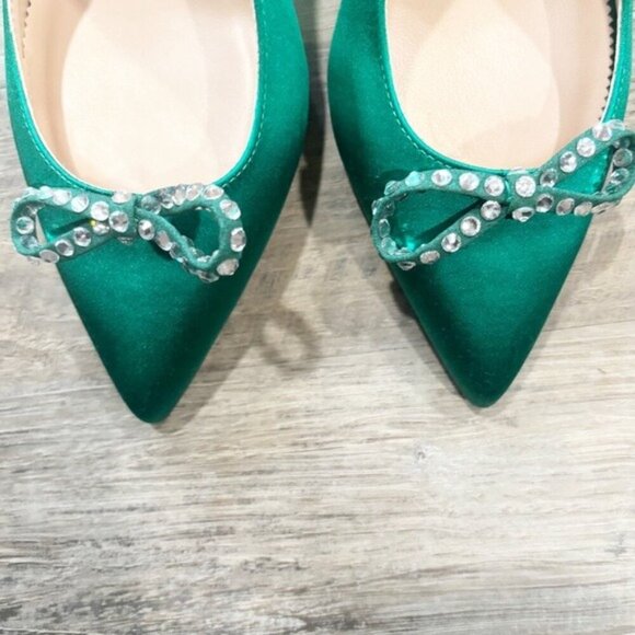 J.Crew Colette Slingback Pumps with Bow in Jungle Green - Size 8 - Picture 5 of 11